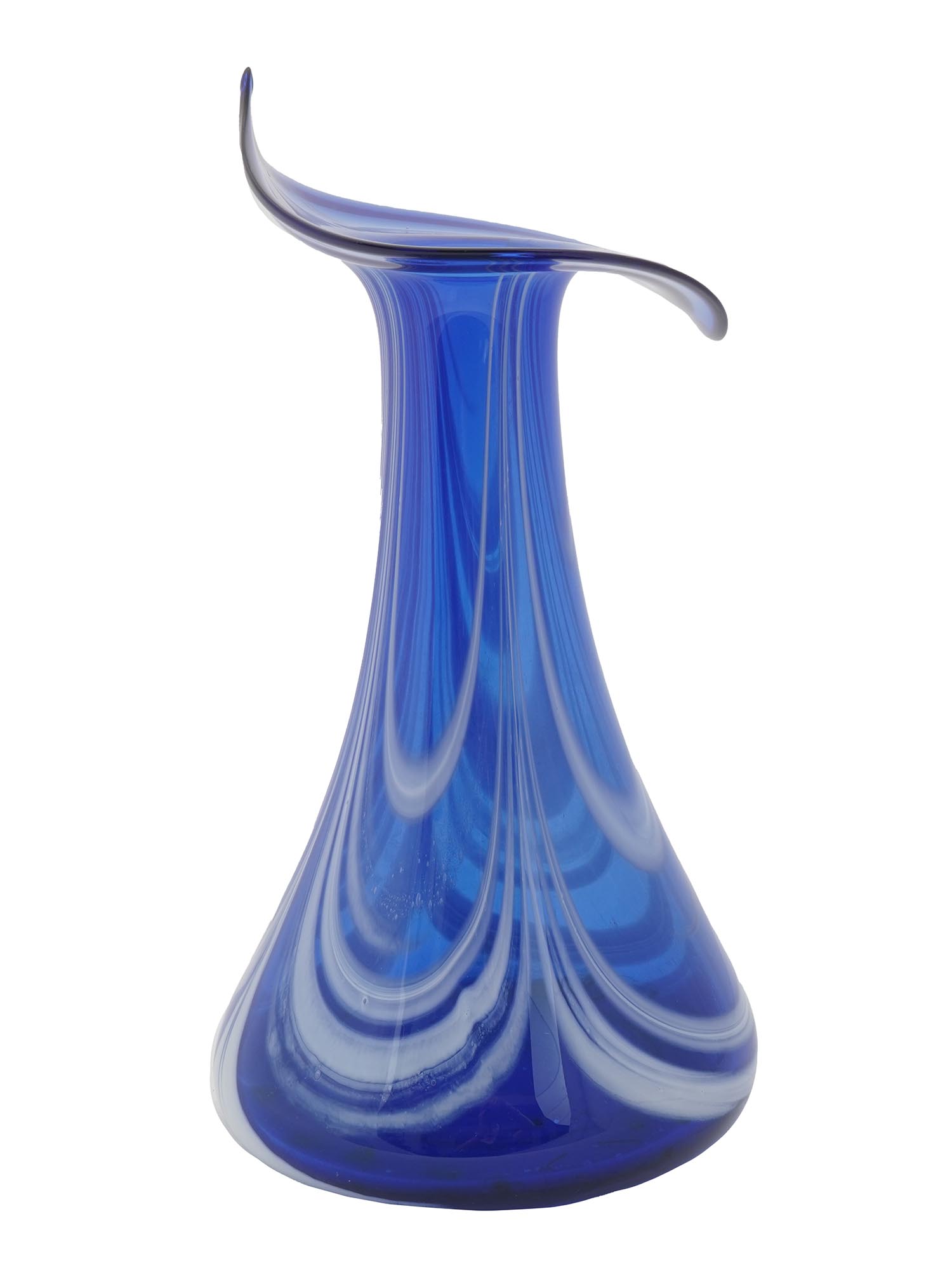 BOHEMIAN ART GLASS BLUE JACK IN THE PULPIT VASE PIC-2